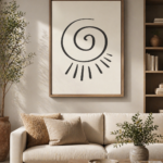 Minimalist Spiral Sun Wall Art Print | Abstract Line Drawing | Boho Scandinavian Living Room Decor | Neutral Modern Poster
