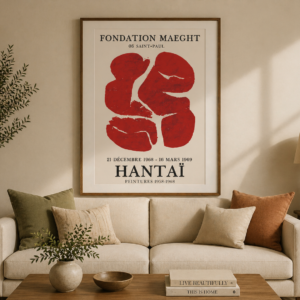 Hantaï Exhibition Poster Wall Art Print – Modern Red Abstract Living Room Decor