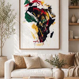 Abstract Africa Map Wall Art Print | Modern Afrocentric Canvas Poster | Colorful Geometric Africa Artwork | Contemporary Boho Decor