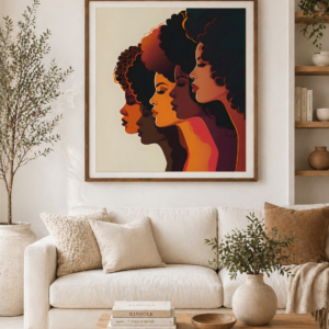 Modern Black Women Portrait Wall Art Print | Afrocentric Abstract Faces Poster | Bold Feminine Line Art | Contemporary Boho Decor