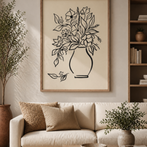 Minimalist Floral Line Art Wall Print
