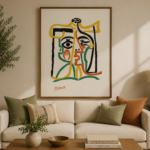 Abstract Picasso-Inspired Face Line Art Print